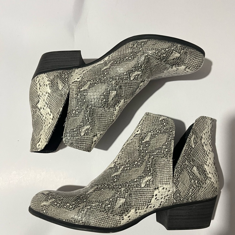 snakeskin booties